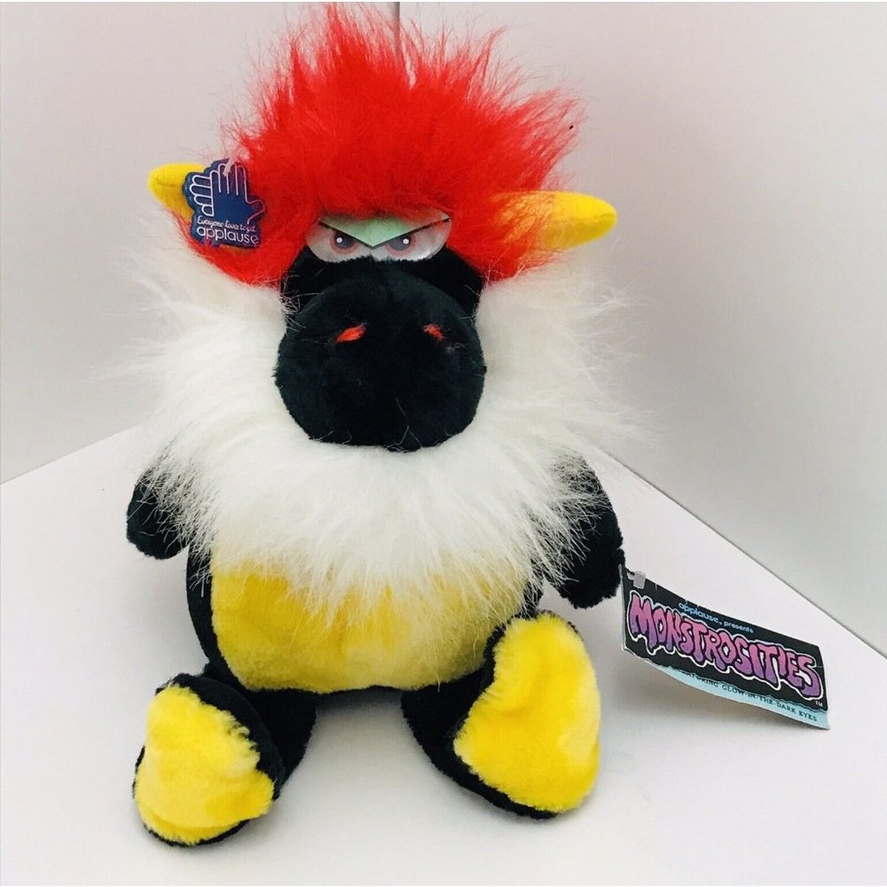 80's Toy Monstrosities Plush Monster Stuffed Animal Applause Glow Dark Eyes VTG